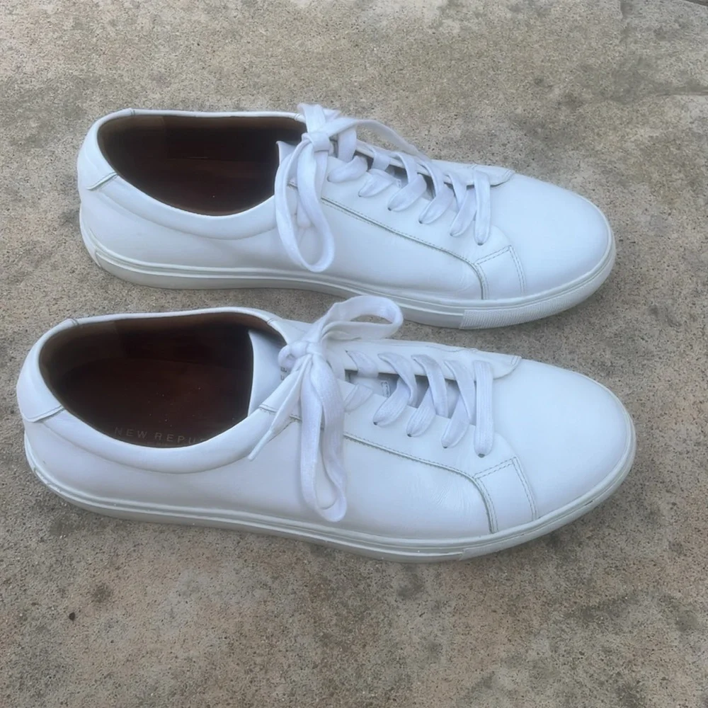 New Republic by Mark Monairy Men's White Leather Casual Sneakers Size 12